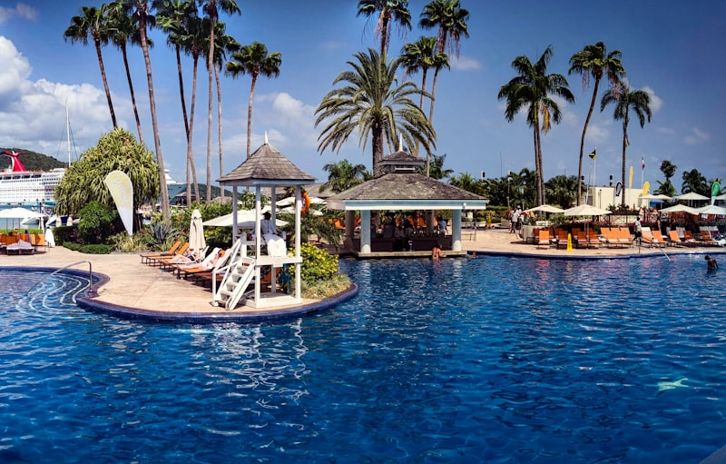 Gazebo among green palms